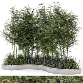 Modern bamboo outdoor bamboo landscape sketch 3d model