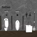 Polifrom Brand Two White Urinals With Water Saving 0.5L Per Use In Public Restroom