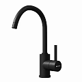 Modern Matte Black Kitchen Faucet With Curved Spout And Control Knob Design
