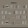 Poliform Bookshelves With Neatly Arranged Books And Magazines On Beige Background