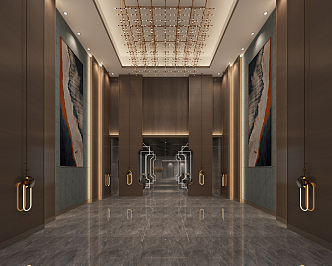 Modern Cloakroom Hotel Hallway 3d model