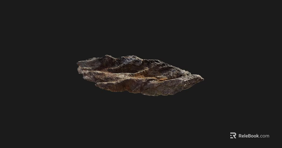 Natural Stone and Wood Handcrafted Decorative Piece With Rough Dark Textured Surface 3d model 