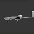 Gray Unmanned Aerial Drone With Long Wings Green Markers And Surveillance Body