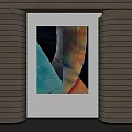 Abstract Wall Art With Colorful Curved Lines Between Wooden Panel Columns