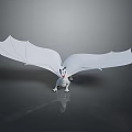 3D White Dragon Model With Spread Wings Black Eyes And Red Tongue