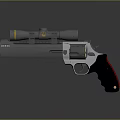 Tactical Revolver With Scope Black Red Grip And Metal Body Modern Design