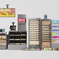 Convenience Store Refrigerators And Freezers Stocked With Chilled Beverages And Frozen Foods