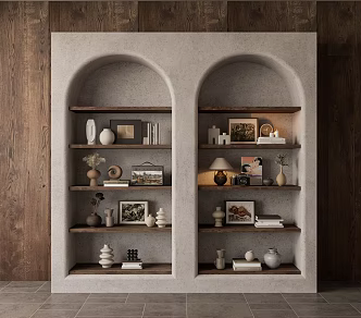 Quiet Antique Style Bookcase Decorative Ornament Combination 3d model
