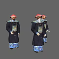 Three Men With White Beards In Traditional Robes Red Hats Blue Patterns 3d model
