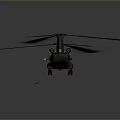 Detailed Green Military Helicopter With Rotor Blades Flying In Gray Background