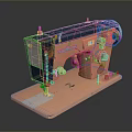 Sewing Machine Old-fashioned Sewing Machine Clothing Machine Realistic 3d model