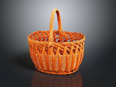 Orange Handwoven Storage Basket with Handle for Home Decor and Organizing 3d model