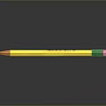 Yellow Pencil With Green BIC Logo And Pink Eraser For Daily Writing