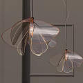 Modern Decorative Petal Shaped Textured Transparent Chandeliers Illuminated on Grey Background