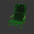 Black Folding Single Chair With Wooden Armrests And Metal Frame