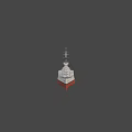 Detailed Warship Model With White Hull Red Bottom And Superstructure Antennas Turrets