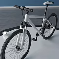 Minimalist Mountain Bicycle With White Frame And Black Wheels In Indoor Studio