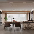 Modern Bathroom Interior With Marble Walls Wooden Cabinets Built-in Mirror And Double Sinks