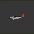 Red Wing Blue And White Fuselage Airplane With Twin Propellers And Tail Fins