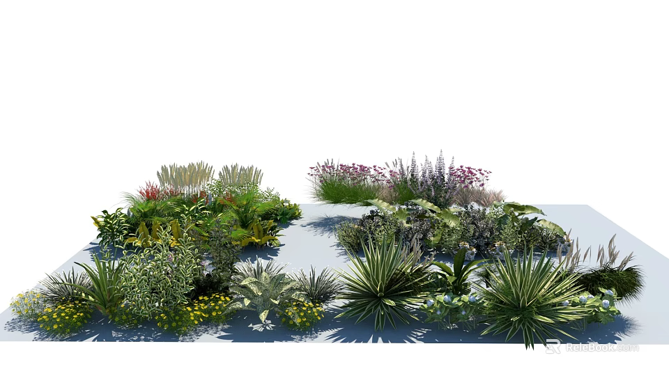 Diverse Colorful Shrubs For Garden Landscape With Various Greenery And Flowers 3d model 