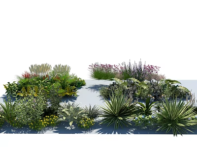 Diverse Colorful Shrubs For Garden Landscape With Various Greenery And Flowers 3d model