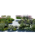 Diverse Colorful Shrubs For Garden Landscape With Various Greenery And Flowers
