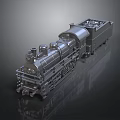 Vintage Silver Steam Train Model With Detailed Metallic Body And Shiny Surface On Dark Background