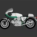 Vintage Green and Silver Motorcycle with Windshield Chrome Details and Black Tires