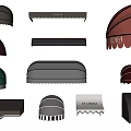 Decorative Garden Ornaments Featuring Various Dark Awnings With Different Shapes And Designs