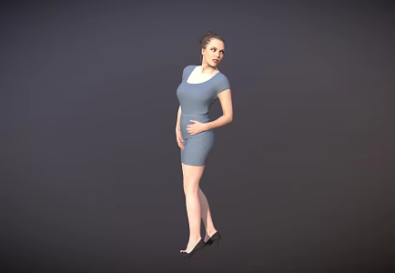 Business Standing Posture Women Fashion Wear Women Elegant Skirt Women 3d model