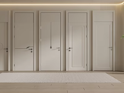 Modern Interior Hinged Doors With Various Design Styles And Light Colors For Home 3d model