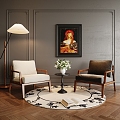 Single chair floor lamp decorative painting 3d model