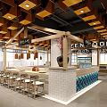 Spacious Supermarket Department Store Interior With Shelves Products And Bright Lighting
