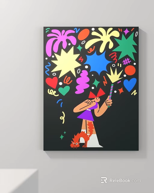 Colorful Illustration With Character Holding Magic Wand Stars Hearts And Little Dinosaur 3d model 