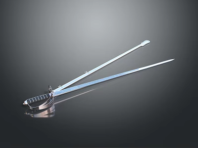 modern officer sword long sword scabbard 3d model