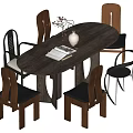 Dining table and chair combination 3d model