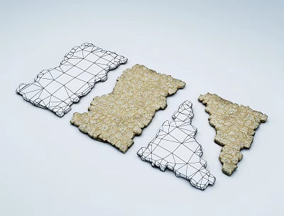 Natural Stone Wood Decorative Elements With Textured Surfaces And Various Shapes 3d model