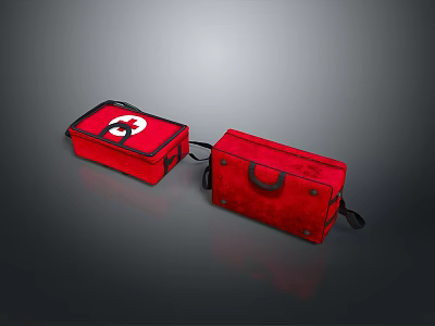 Red Portable First Aid Storage Bags With White Cross Symbol For Daily Use Essential 3d model