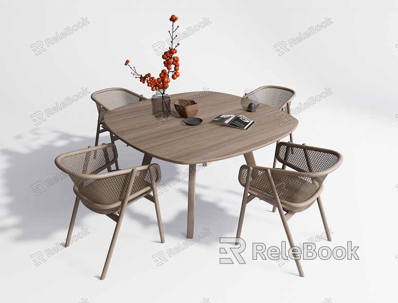 Modern Dining Table and Chair Combination Log Dining Table and Chair Dining Table and Chair Combination model