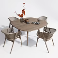 Modern Dining Table and Chair Combination Log Dining Table and Chair Dining Table and Chair Combination 3d model
