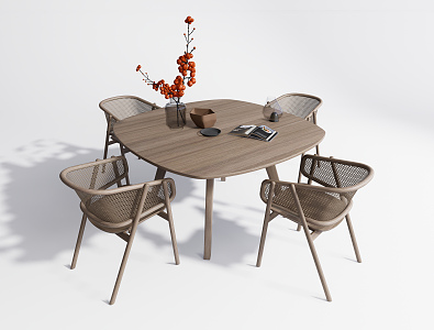 Modern Dining Table and Chair Combination Log Dining Table and Chair Dining Table and Chair Combination 3d model