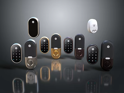 Various Modern Smart Electronic Locks as Daily Necessities with Different Colors and Keypad Designs 3d model