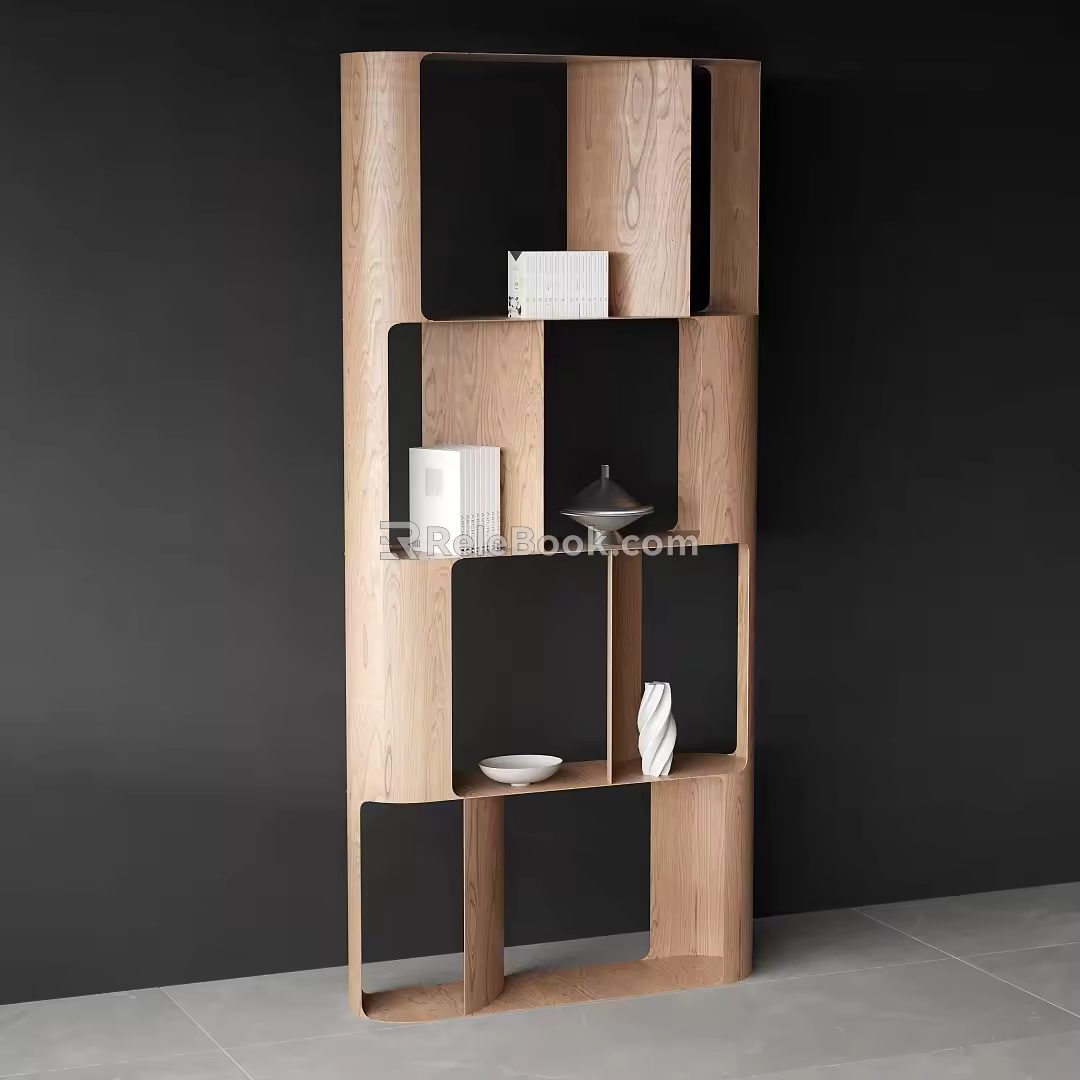 Log Bookcase Wooden Bookshelf Solid Wood Decorative Rack Jewelry Ornaments Books 3d model