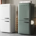 Vintage Style White And Green Refrigerators For Modern Kitchen Interior Design