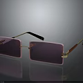Stylish Square Sunglasses With Pink Lenses Gold Frame And Red Temple Arms