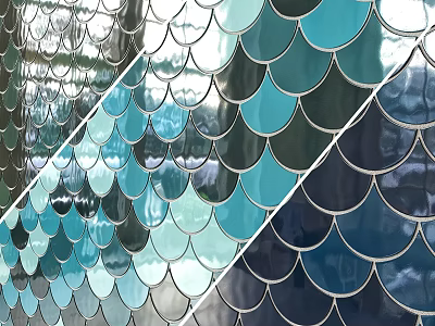 Modern Wall Fish Scale Tile Wall 3d model