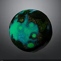 Glowing Green And Blue Sphere With Textured Surface On Dark Background