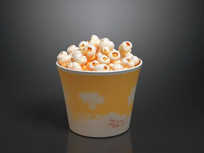 Fresh Popcorn In Yellow White Paper Cup With Full Serving 3d model