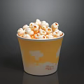 Fresh Popcorn In Yellow White Paper Cup With Full Serving