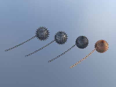 Hammer Ancient Cold Weapon Spike Hammer Meteor Hammer Weapon Medieval Weapon Hammer Warhammer Soft Weapon Chain Hammer Mace Iron Chain 3d model